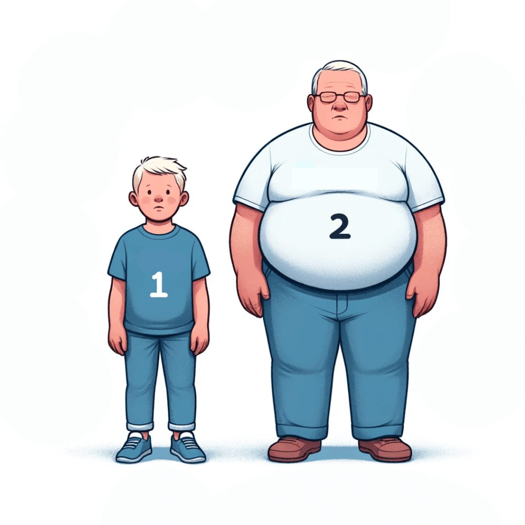 Uma imagem ilustrando as diferenças entre diabetes tipo 1 e tipo 2.